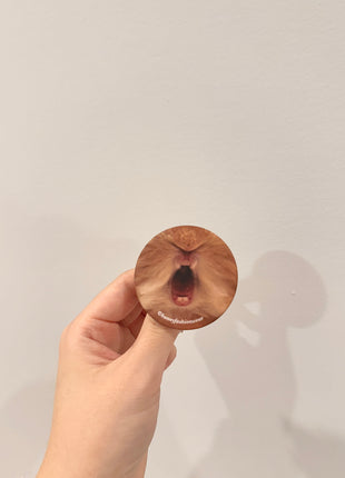 Eggie Baby Tongue Pin back badge, Matte finish