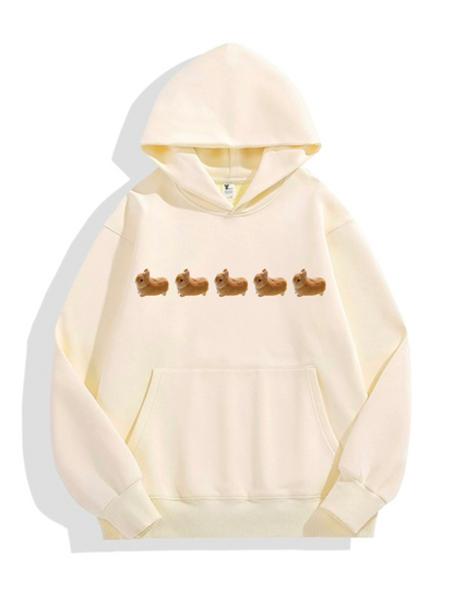 Cream Eggie Wave Cozy Fleece Hoodie.