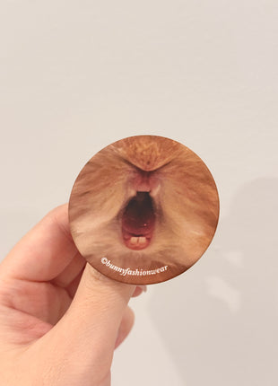 Eggie Baby Tongue Pin back badge, Matte finish