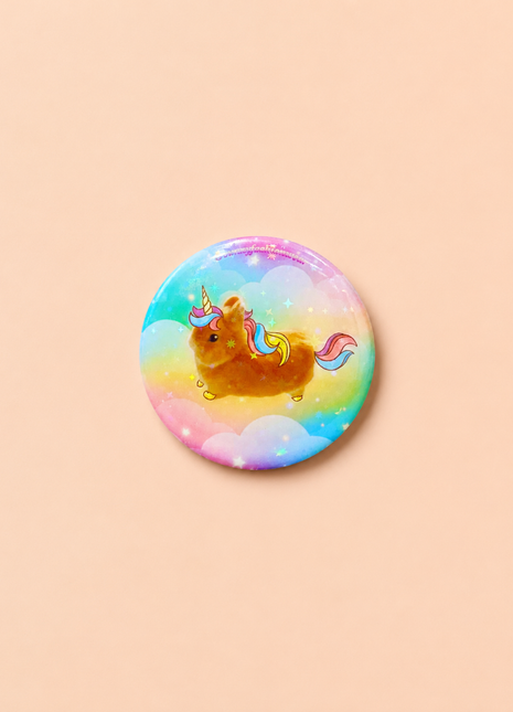 Rainbow Uniggie Holographic Pin Badge 58x58mm