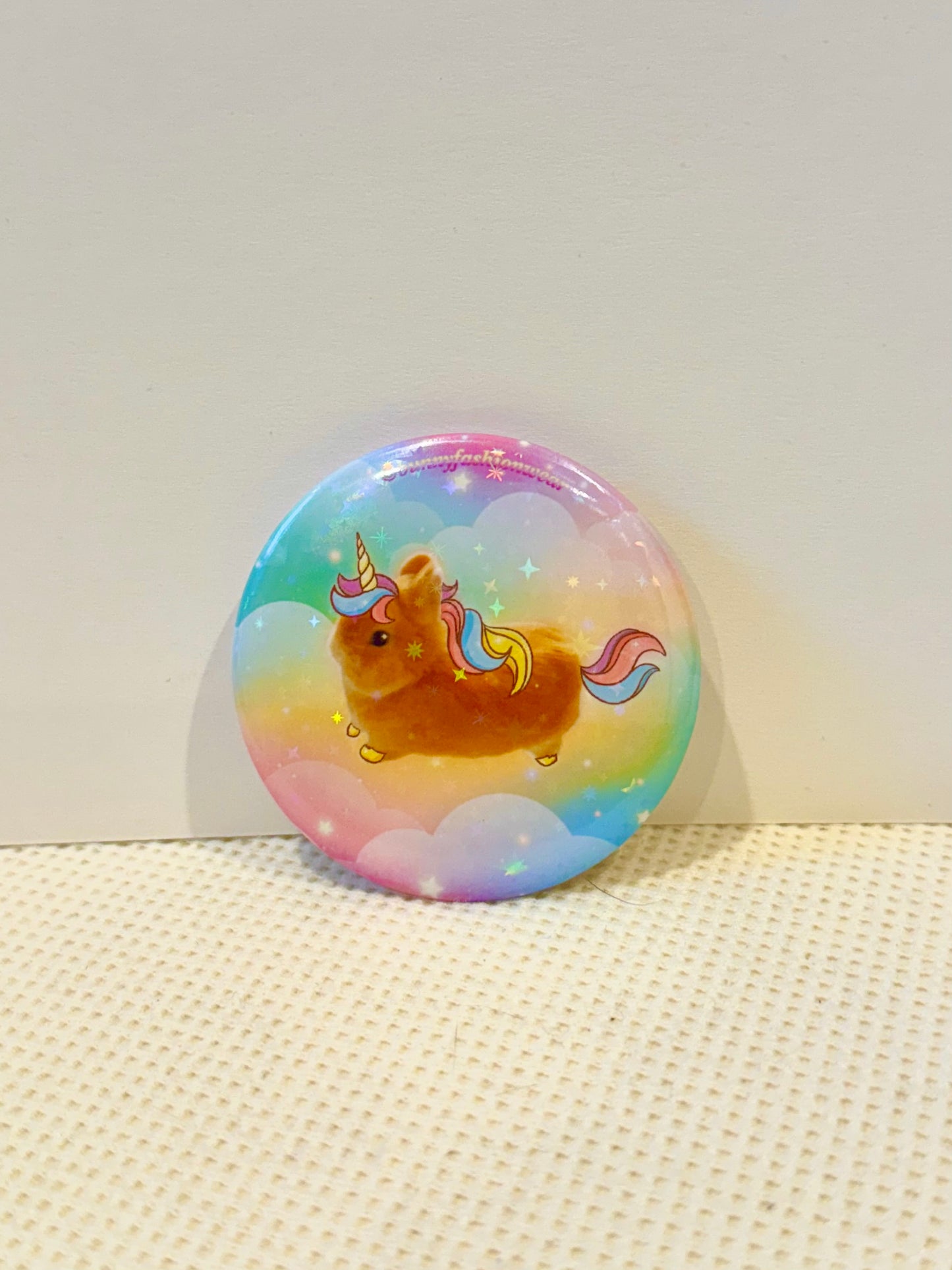 Rainbow Uniggie Holographic Pin Badge 58x58mm