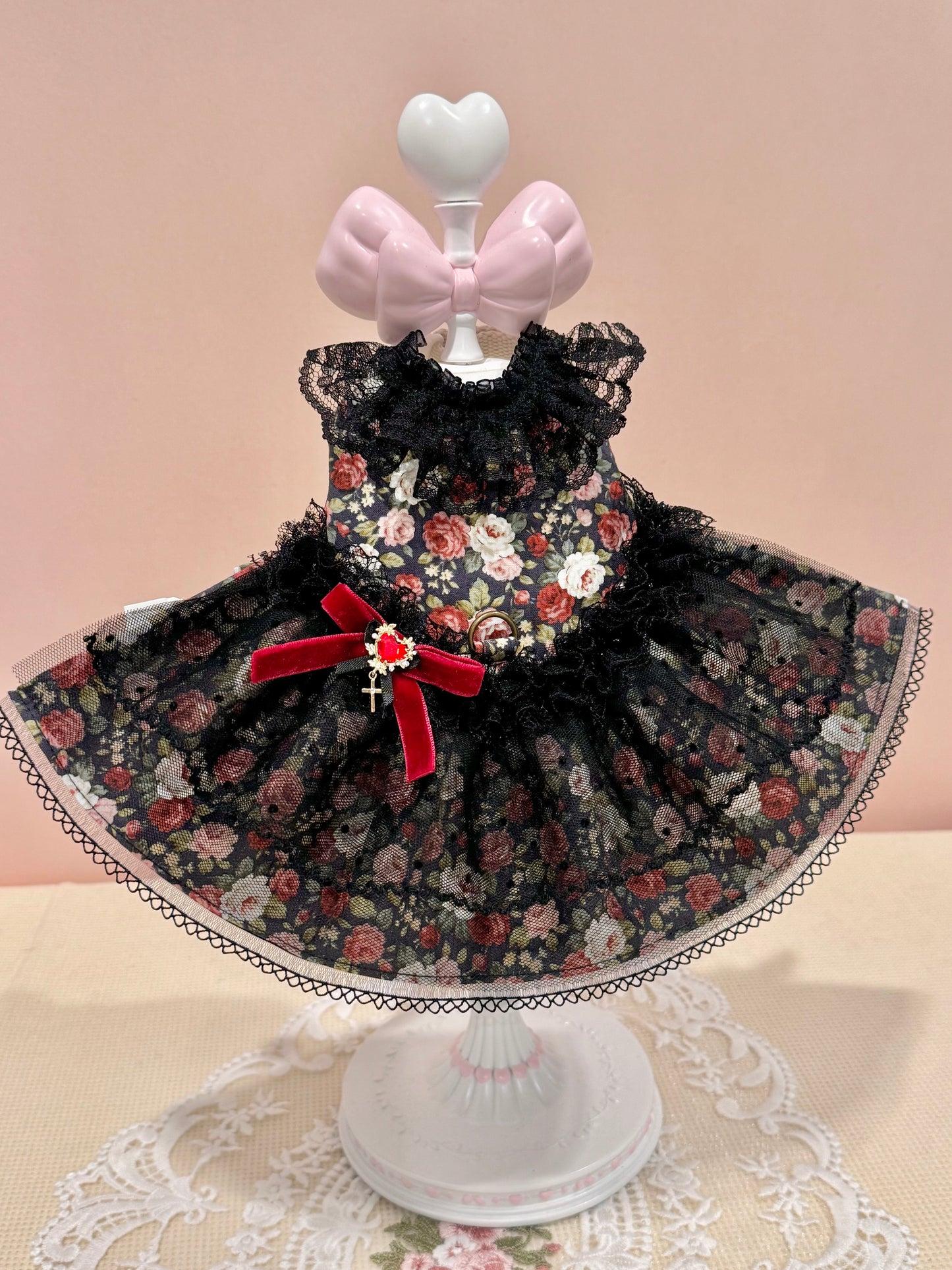 Gothic Rose Garden Pet Bunny Dress/ Adjustable Harness