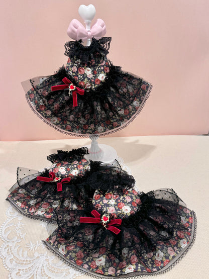 Gothic Rose Garden Pet Bunny Dress/ Adjustable Harness