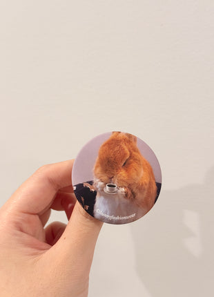Eggie Drinking Coffee Pin back badge