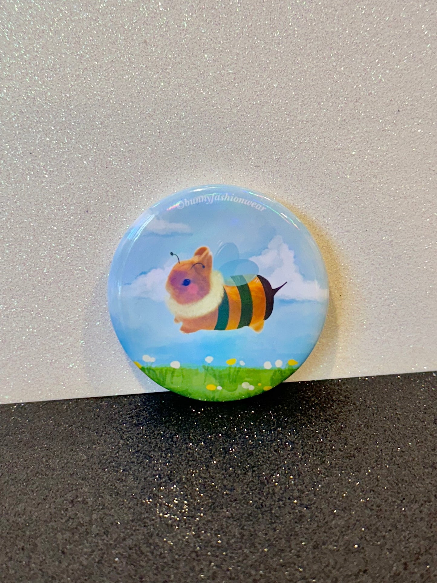 Babee Bumbleggie Holographic Pin Badge 58x58mm