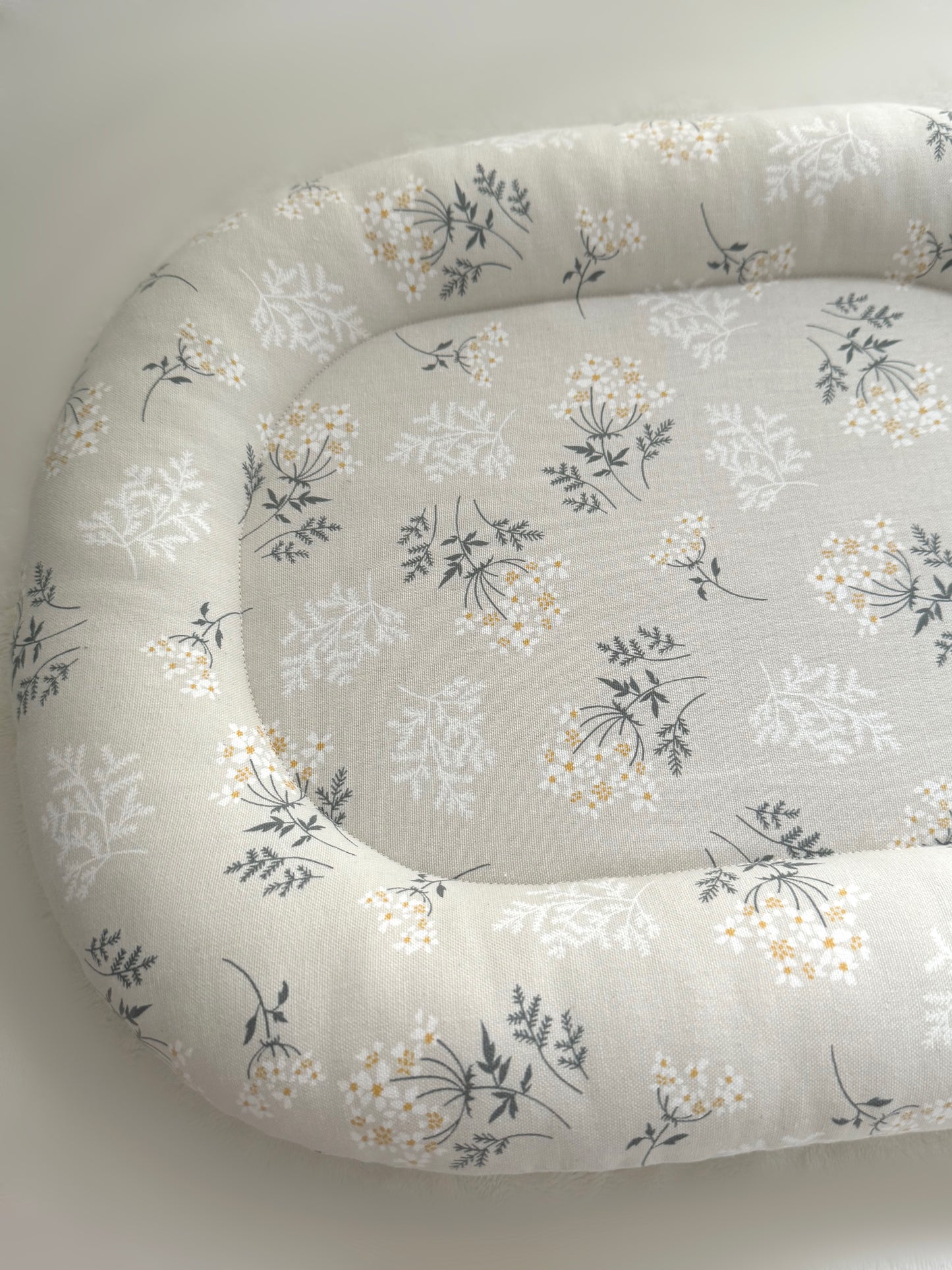 Beige Flower Oval Large bunny Bed