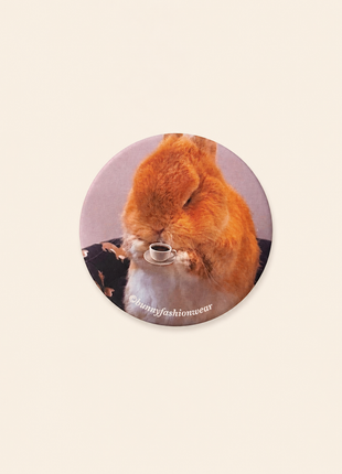 Eggie Drinking Coffee Pin back badge