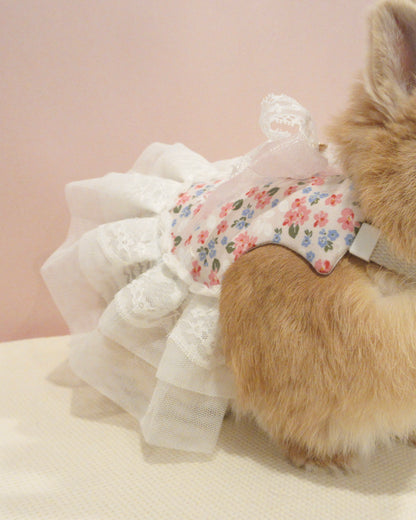 Pink Sakura Lace Pet Bunny Dress/ Adjustable Harness