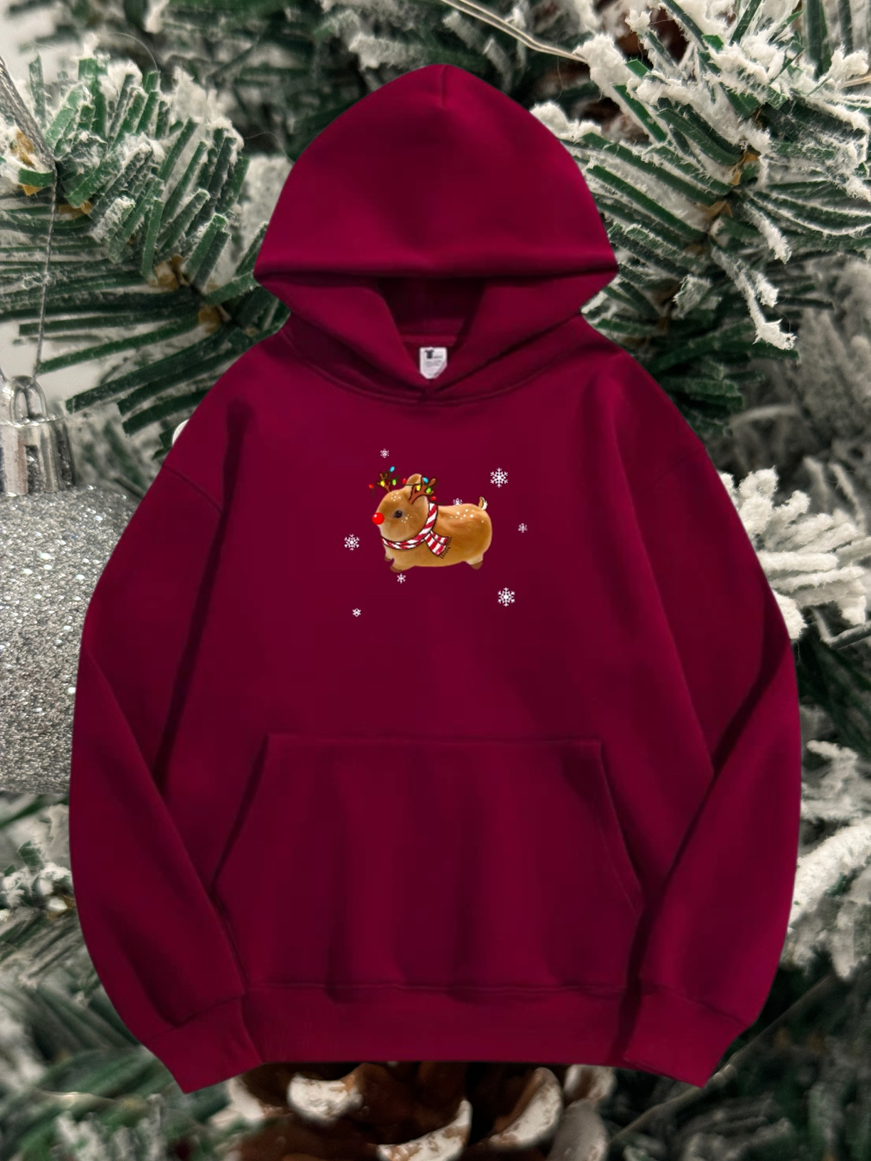 Reindiggie Burgundy Cozy Fleece Hoodie