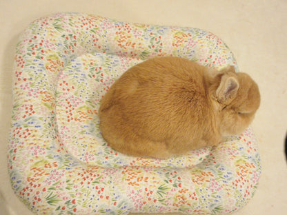 Flower Garden Eggie bunny Bed, Soft Fluffy Pet Mat, Small Pet Rabbit Bed