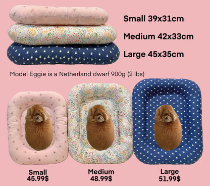 Flower Garden Eggie bunny Bed, Soft Fluffy Pet Mat, Small Pet Rabbit Bed