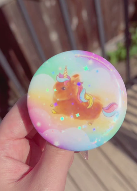 Rainbow Uniggie Holographic Pin Badge 58x58mm